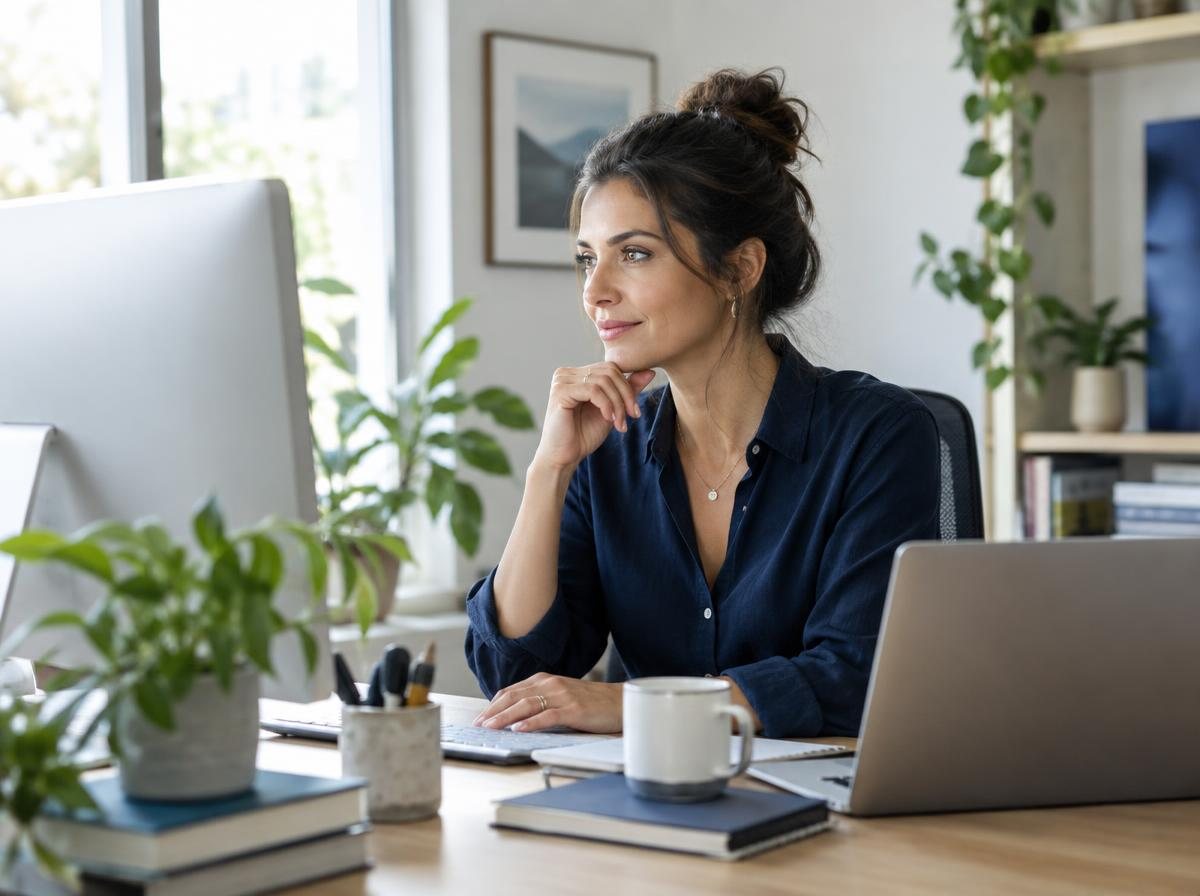 Spectrum Funding Group – 1099 contractor Independent contractor working at her home office desk